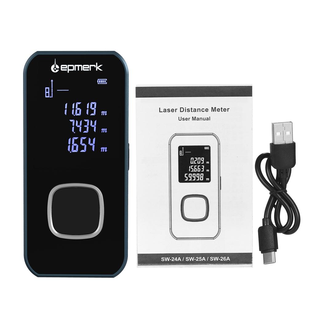 Lepm k 196ftCelsius60m Measure Digital Distance Met Measurement Tool Range Find with Backlit LCD Electronic Angle Sensor M