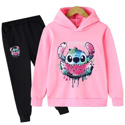 2025 Stitch Hoodies + Pants Sets Children 1-16 Years Suit Boys Sports Suits Kids Brand Sport Suits Little Monster Hoodies Tops + Pants Set 2pcs