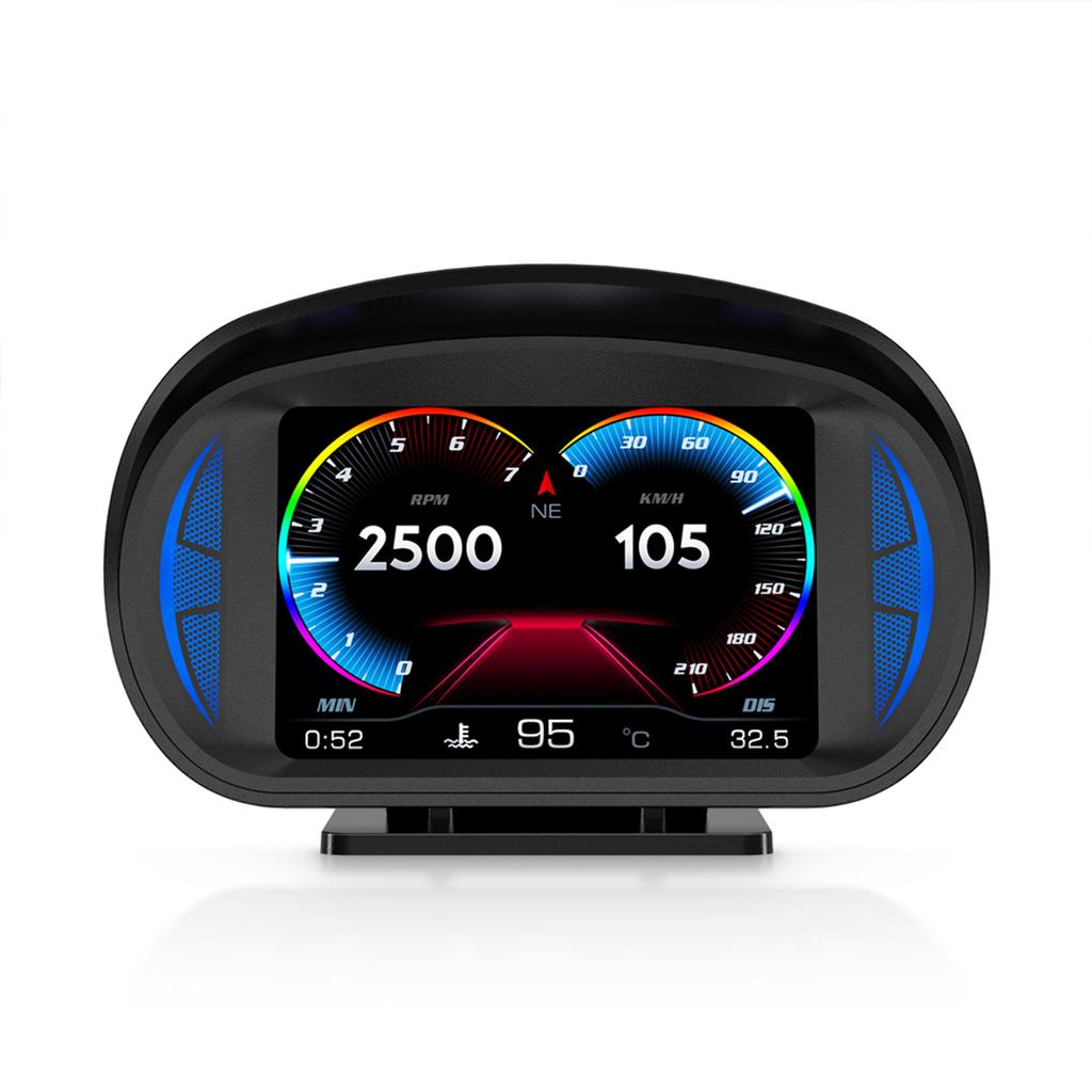Car Head Up Display Multi-funciton OBD GPS Slope Meter Atmosphere Lamp Full LCD Smart Gauge with 12