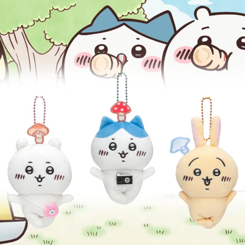 Chiikawa Usagi Hachiware Plush Toy Mushroom Pendant Stuffed Doll Keychain Kawaii