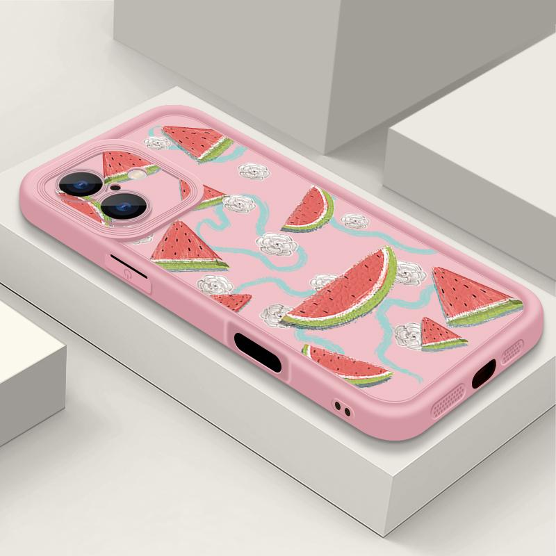 For iPhone 16 Pro Max Fruit Print Phone Case For iPhone 16e 15 14 13 12 Pro Max Plus 11 XR XS Watermelon Print Phone Case TPU Soft Shockproof Cover