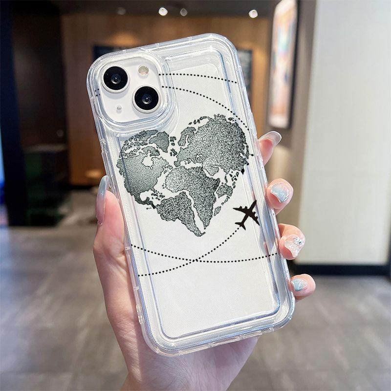 Love aircraft route is suitable for Apple 16 mobile phone case iPhone15 set 14promax transparent 13 airbag 12 bursts