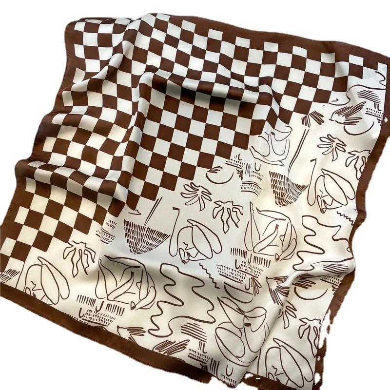 70*70cm Silk Scarf Scarftop Headwraps For Woman Fashion Four Seasons Hair Accessories Hijab Foulard Bandana Femme Headscarf