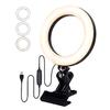 6inches LEDs Selfie Ring Light with Clamp USB Operated 3 Colors Temperature Changing  3 Levels Dimmable Brightness