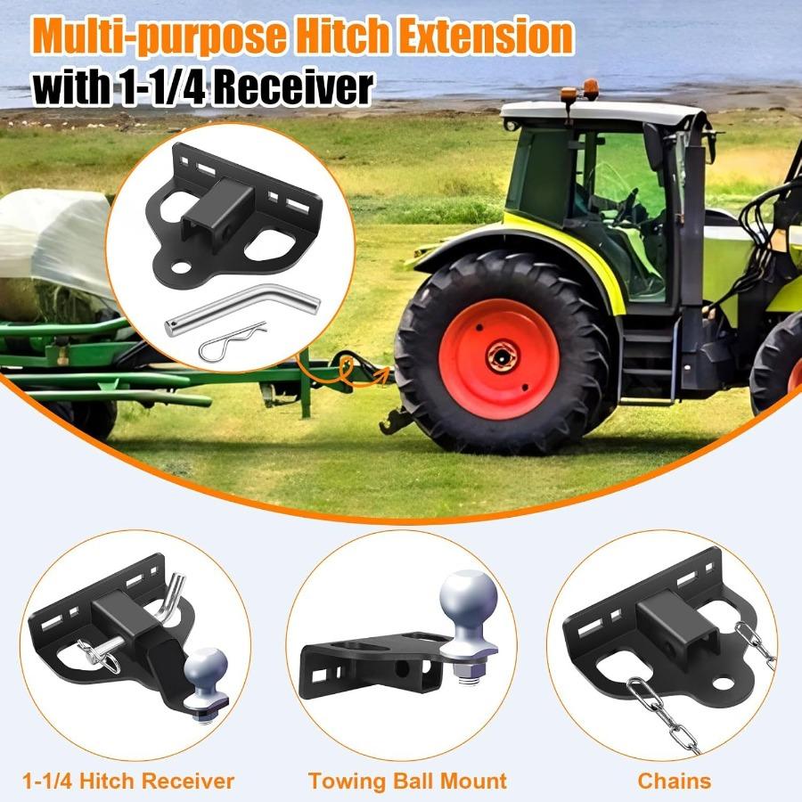 Сверхпрочный стальной приемник фаркопа - Многофункциональная прорезь для цепи с прочными болтами для навесного оборудования фаркопа газонокосилки