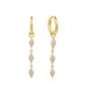 Gold Pave Sparkle Drop 925 Silver Hoop Earrings E061-15G