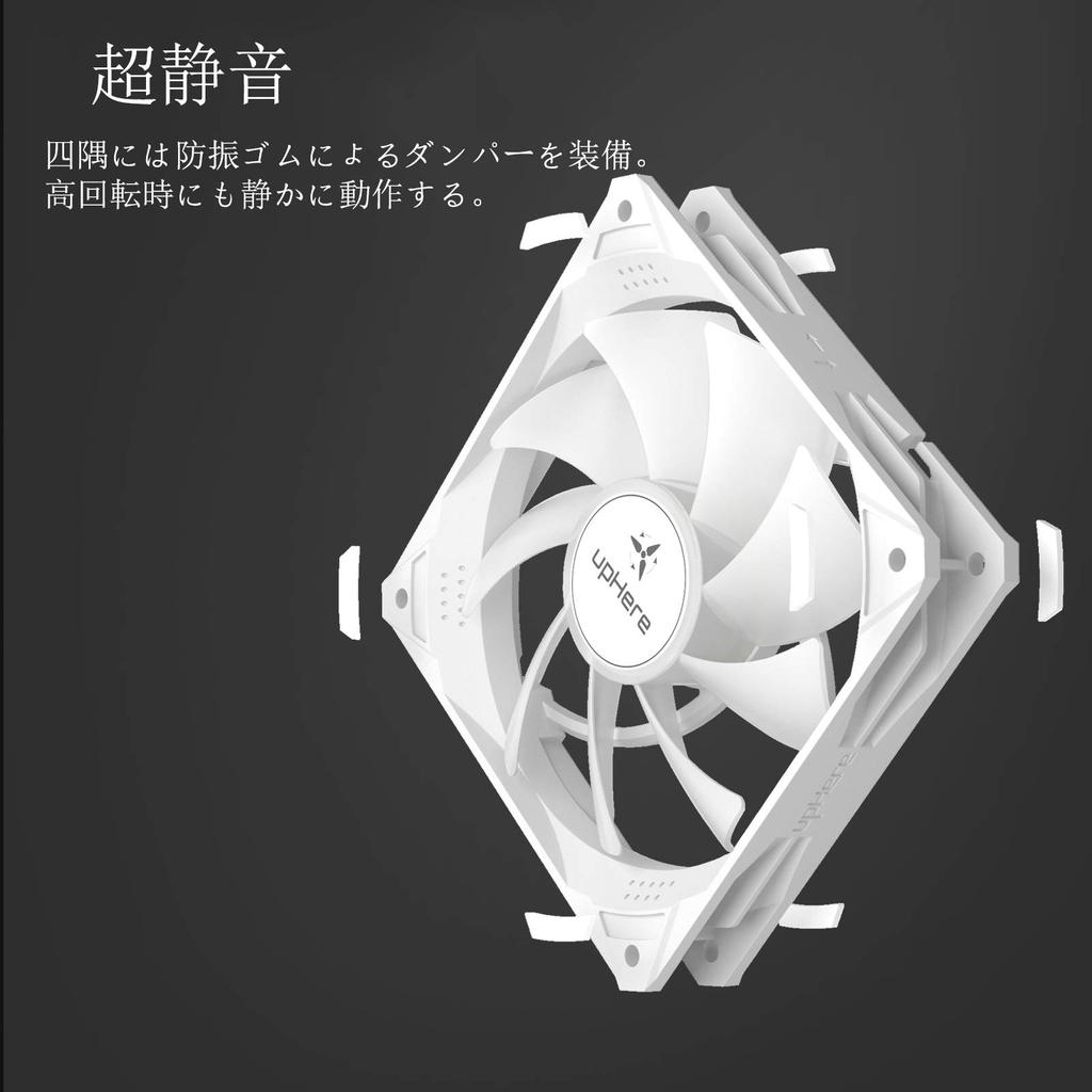 UpHere 120 мм вентилятор для корпуса ПК с разъемом 4PIN PWM тихий высокопроизводительный комплект из 3 предметов, белый [NT12044-3]