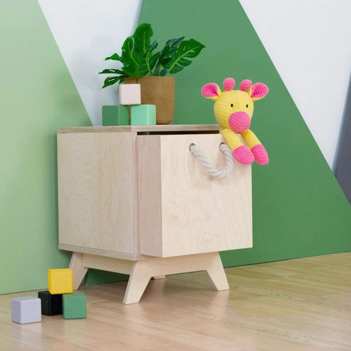 Wooden Storage Box Model 3 - Rope Handles - Grey - 33 X 33 X 37 Cm