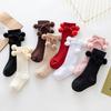 1 Pair Baby Socks Two Balls Knitted Autumn Winter Elastic Opening Middle Tube Toddler Girls Socks for Home