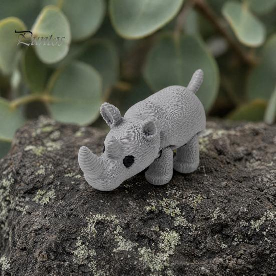 Movable Rhino Figurine 3D Printed Knitted Rhinoceros Figurine, Mini Fidget Toy with Desktop Accessory Joints, Wild Animal Collectible Figure for Desk
