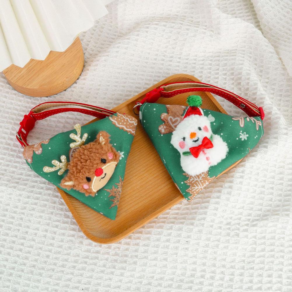 Рождественский ошейник для питомца, дизайн с оленями, праздничная рождественская бандана для кошки/собаки, для нарядного образа, плюшевый Санта-олень