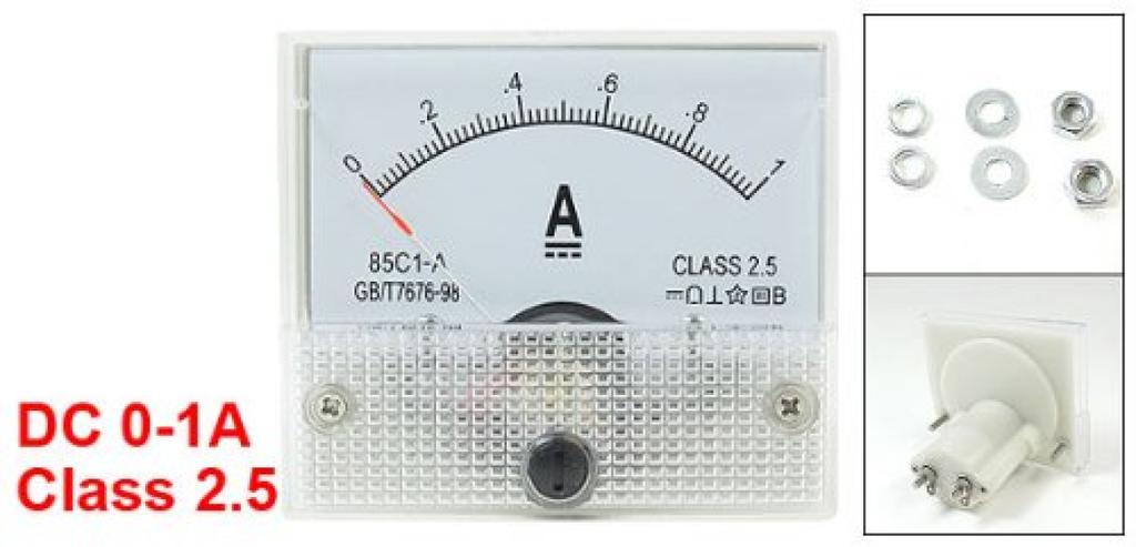 Uxcell 85C1 Analog Current Panel DC for Automotive Circuit Ampere Tester 1 Piece Meter, 0-1A, 64x55x56mm, Testing, Charging, Gauge,