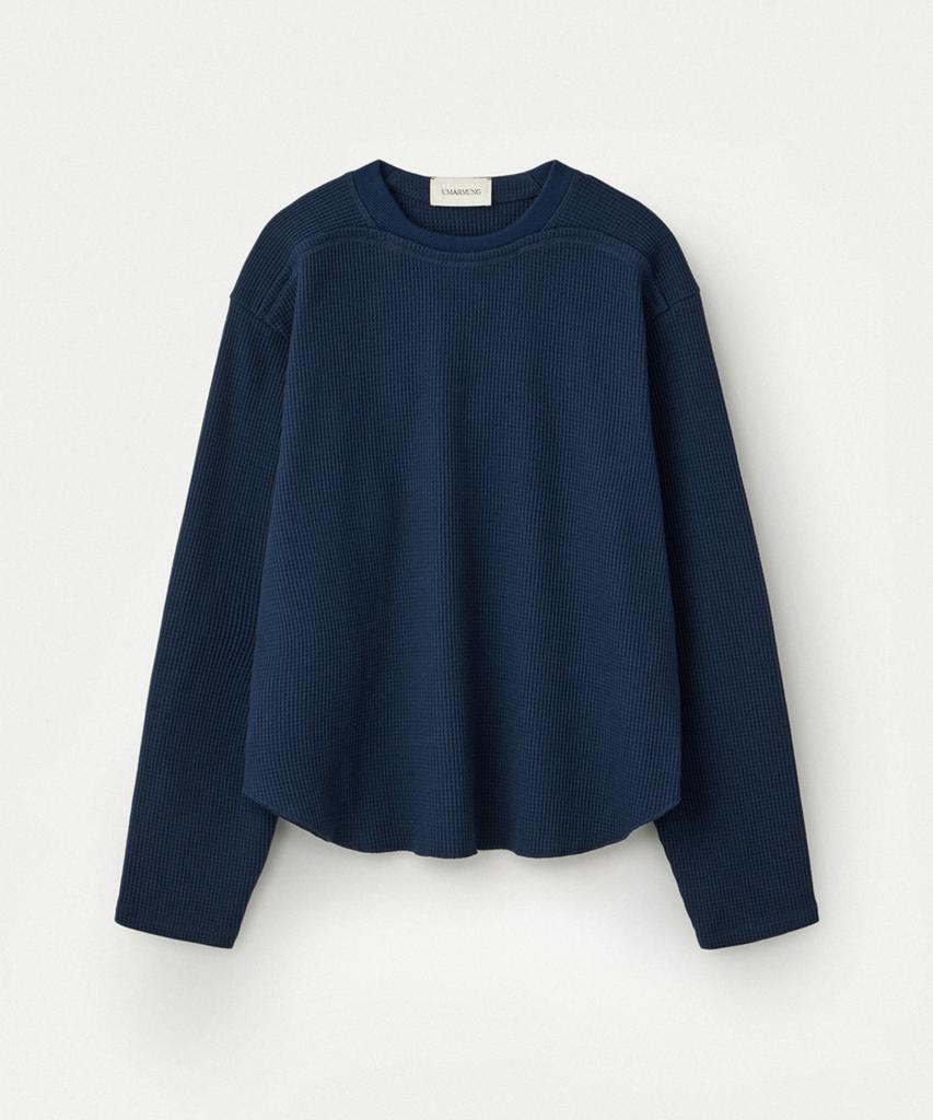 UMARMUNG Pure Cotton Waffle Cropped Pullover_Midnight