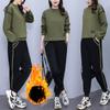 Plus Velvet Thickened Casual Sports Suit Women's Autumn and Winter Models Plus Size Fashion Sweater Sweatpants Two-piece Suit