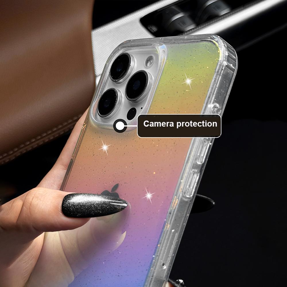 Градиентный Лазерный Блестящий Чехол-Блестки Для Для Iphone 17 Air 16 1 14 13 12 11 Pro Max Plus 16E Сияющее Прозрачное Акриловое Покрытие