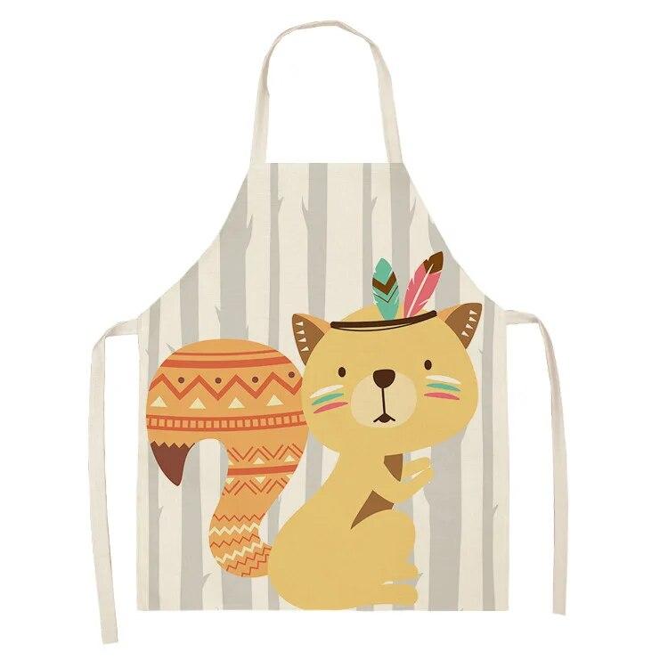 Фартук шеф-повара для приготовления выпечки, фартук с рисунком лисы и животным, аксессуары для приготовления пищи, мужской и женский фартук, фартук для чистки