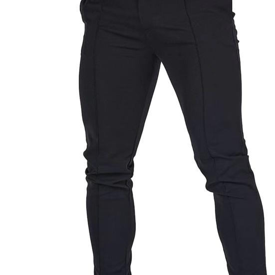 Мужские брюки Slim Fit сплошной цвет со средней талией мягкие тонкие дышащие косые карманы до щиколотки на пуговицах на молнии мужские деловые длинные брюки