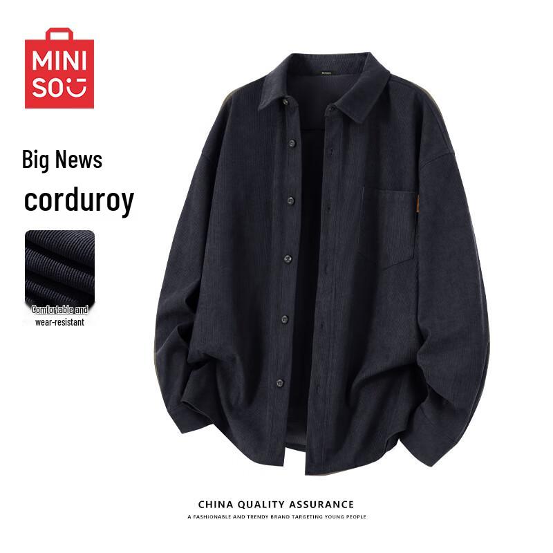 Miniso Men's Corduroy Long Sleeve Shirt Jacket