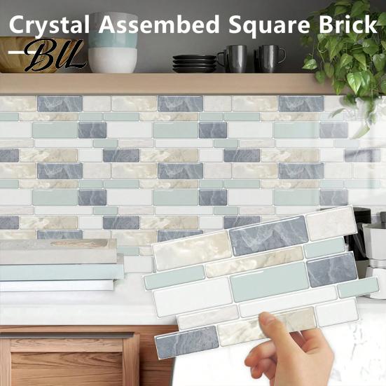 Oil Proof Wall Covering for Bathroom 12Pcs Self?Adhesive Tile Stickers, 2D Waterproof Oil?Proof Floor Decals with Wear Resistant Decorative Sheets