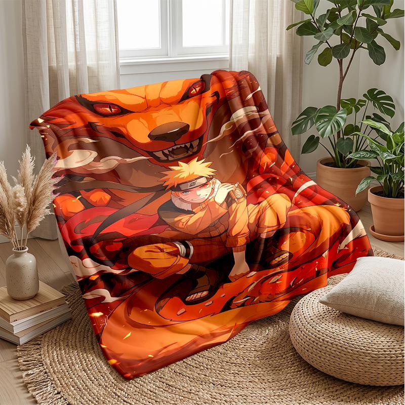 Naruto Uzumaki Printed Flannel Blanket Skin Friendly Warm Decorative Throw for Indoor Couch Bed Daily Use