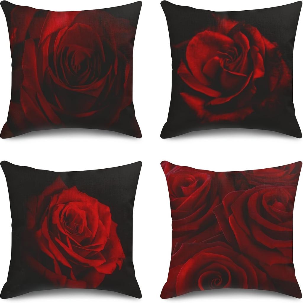 Декор для дома Красные розы: Интенсивный Цветочный Узор Наволочки Чехол для Подушки Подходит для Дивана Спальни Автомобиля Наволочка