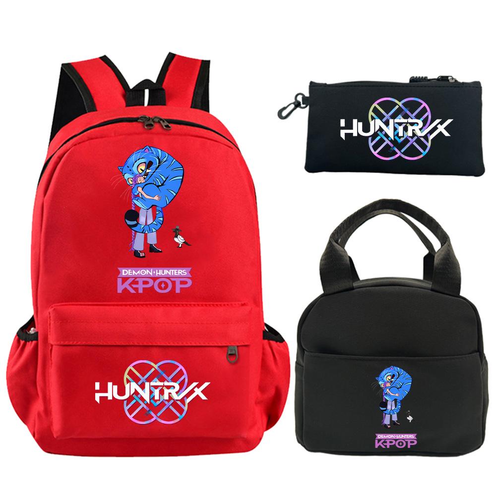 3Pcs/set Anime K-Pop Demon Hunters Printed Backpack with Shoulder Bag Pencil Case for Student Boy Girl Schoolbag Large Capacity Waterproof Bookbag