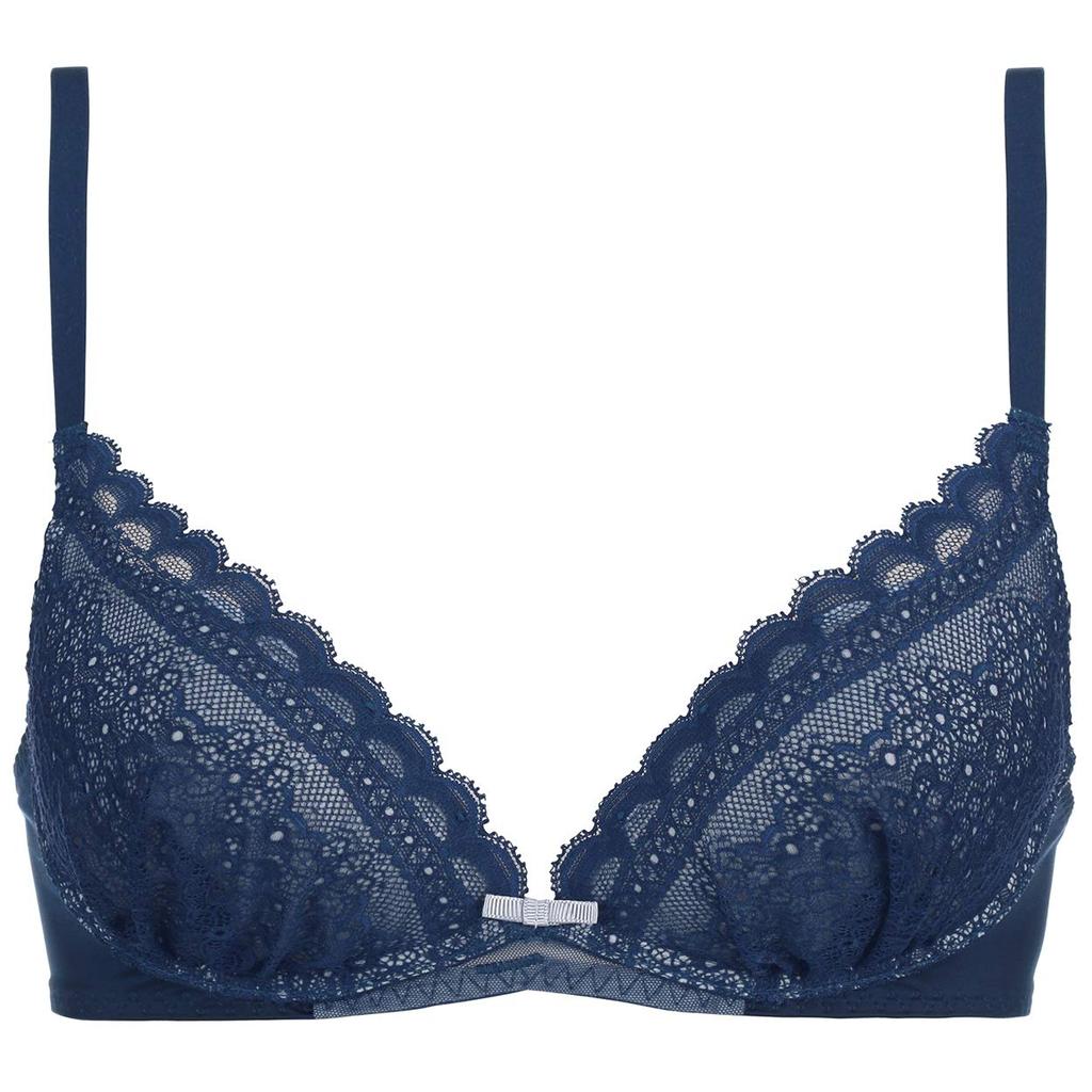 AMOSTYLE Daisy Shower Dream Bra Bra Shorts Set M008 E70M Size [AMOSTYLE] Non-Wired & (Navy)