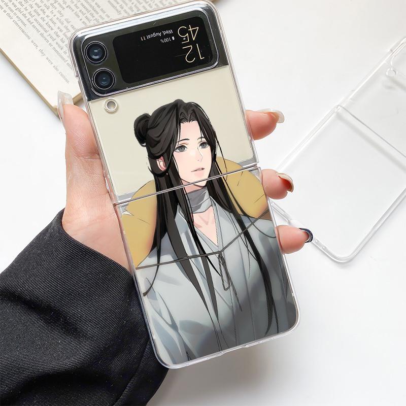 Благословение небесных чиновников Модный чехол для телефона Samsung Galaxy Z Flip 3 4 5 6 7 Жесткий складной Z Flip4 Прозрачная поликарбонатная крышка Подарок