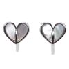 Earrings for White Small Resin Miyabi Grace Women, Non-pierced Earrings, Silver, White, Mother-of-pearl, Heart, Painless, Cute, Popular, Non-pierced