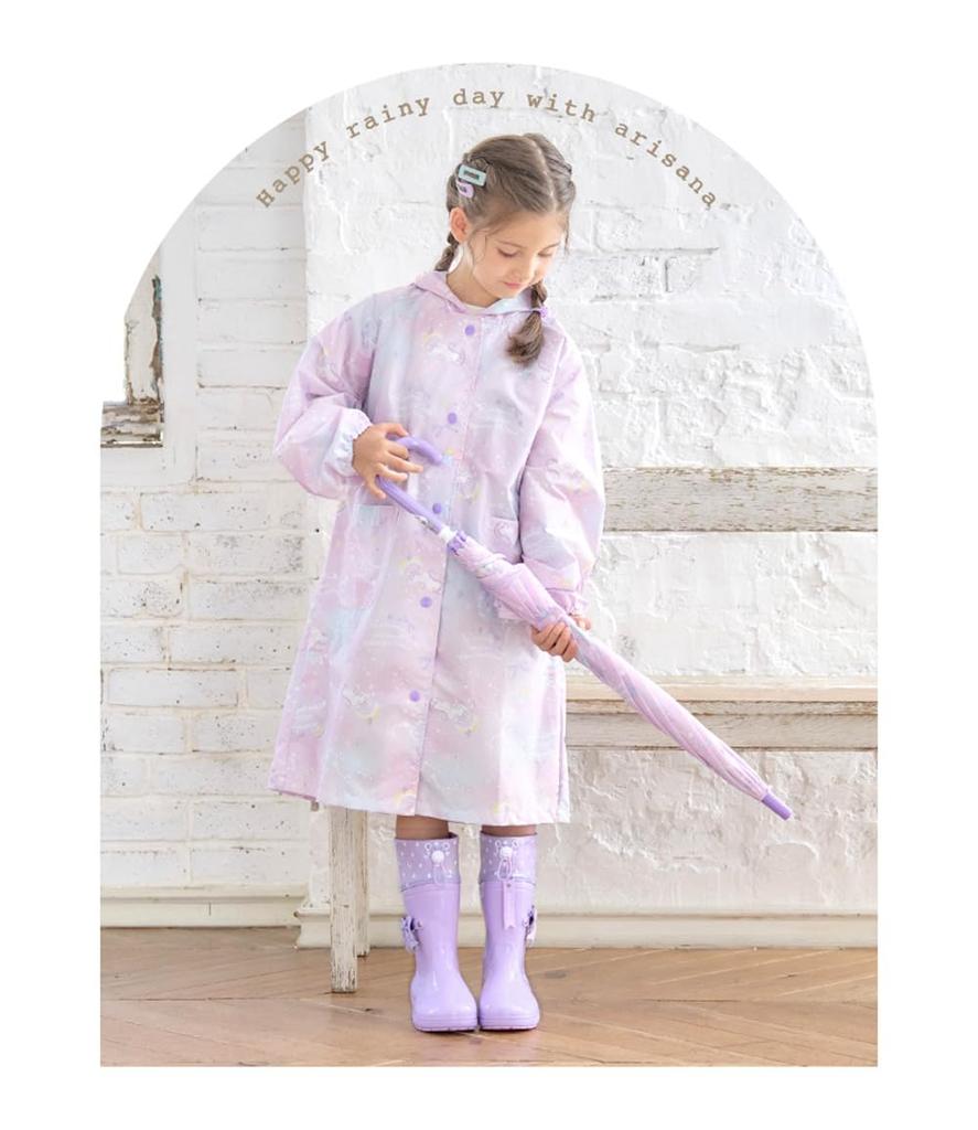Дождевые сапоги с капюшоном для 21 см [Arisana] Детские, Девочки, Лавандовый,