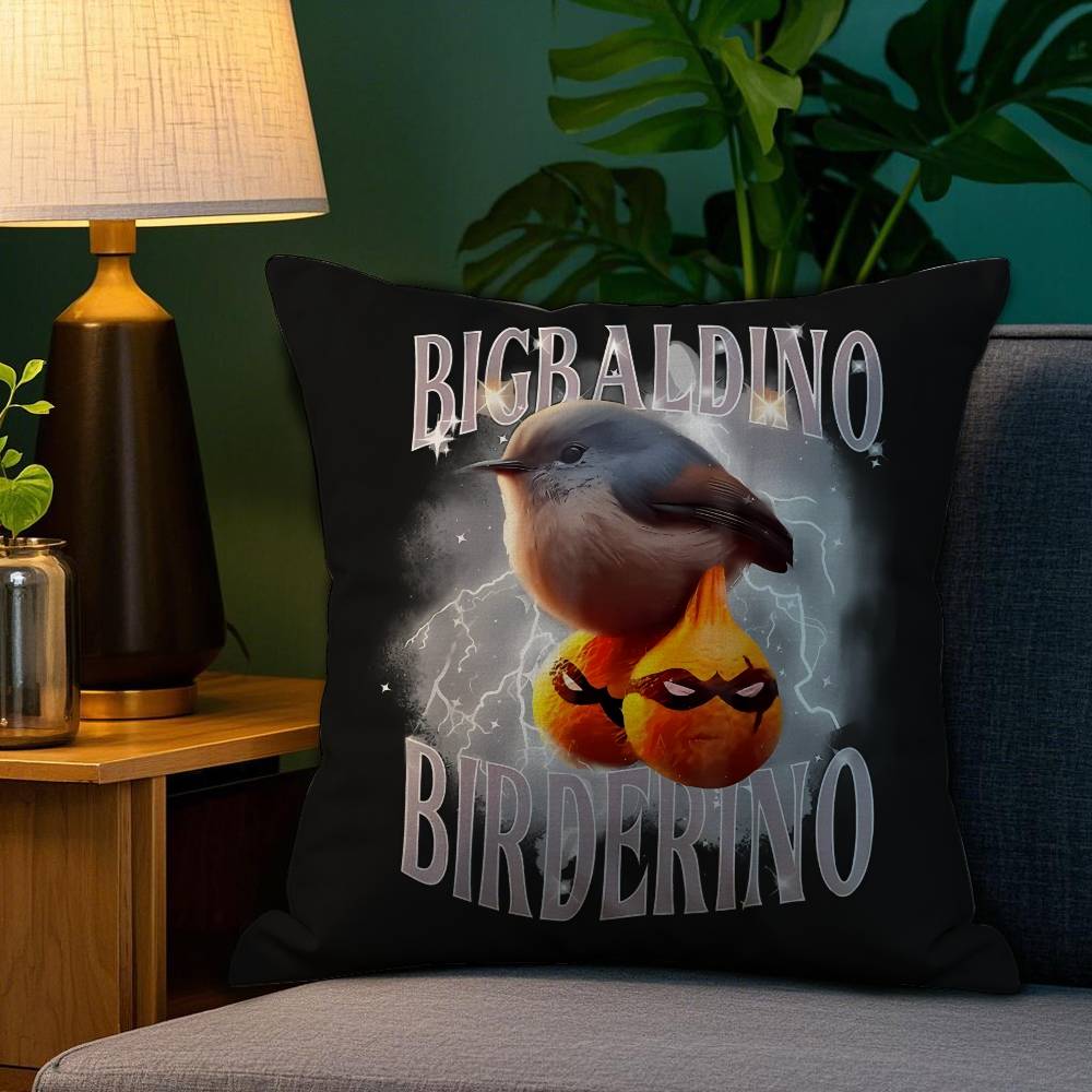 Italian Brain Rot Meme Tralalero Tralala Pillow Case Happy Atmosphere Short Plush Double-sided Printing Home Cushion Cover