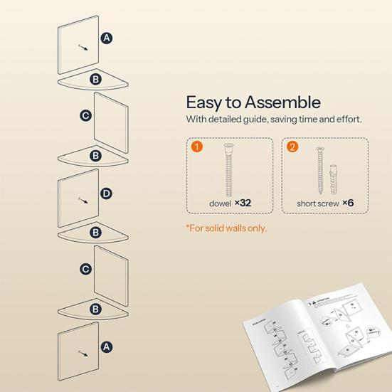 Floating Corner Shelf Wall Mounted 4-Tier 5-Tier Corner Zigzag Shelf Radial Wall Floating Shelf for Home Office Living Room Bedroom