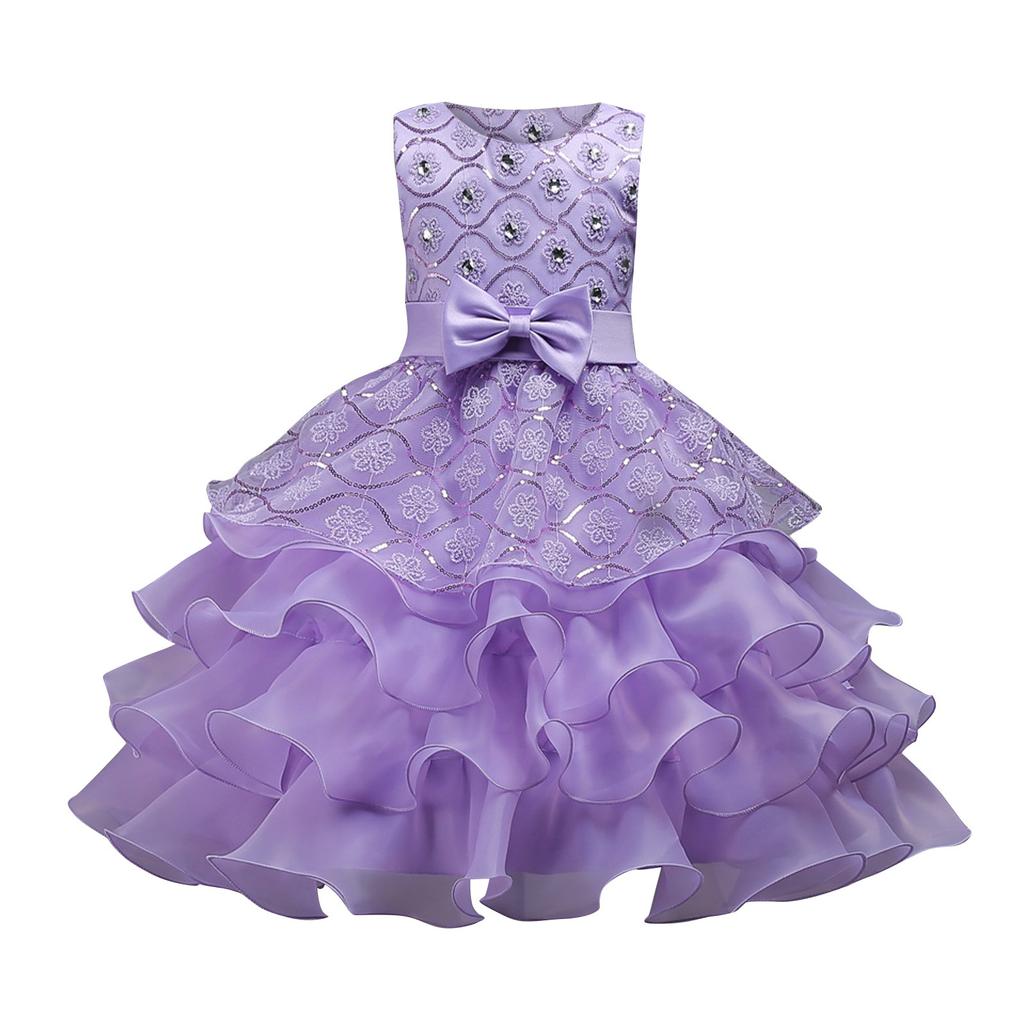 Детское платье Платье принцессы с цветочным узором Однотонное платье для торта