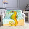 Marine Animal Sea Horse Blankets Super Soft Hippocampus Flannel Blanket Warm Lightweight Kids Bedding Sofa Chairs All Seasons