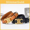 Solid Fashionable Color Gold Buckle Design Women Double Layer Belt Cowhide