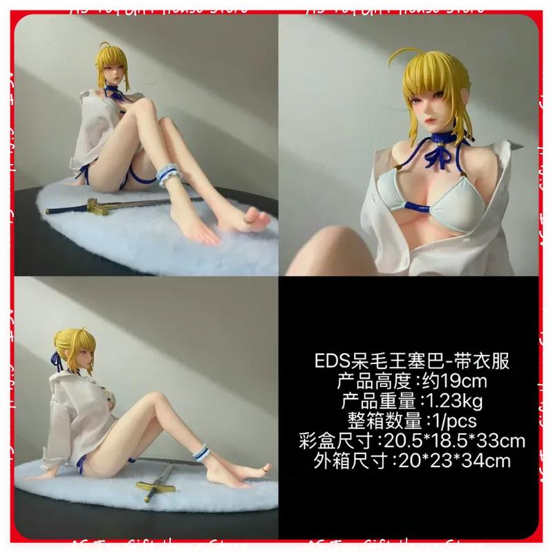 Saber Sitting Gk Anime Figure Cute Ahoge King Model 2D Beautiful Girl Statue Exquisite Desktop Decor Collectible Toy Gift