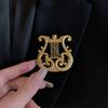 Medieval Elegant Harp Brooch, High-End Women'S Retro Dumb Gold Pin, Small Fragrant Temperament, Blazer, Corsage Accessories