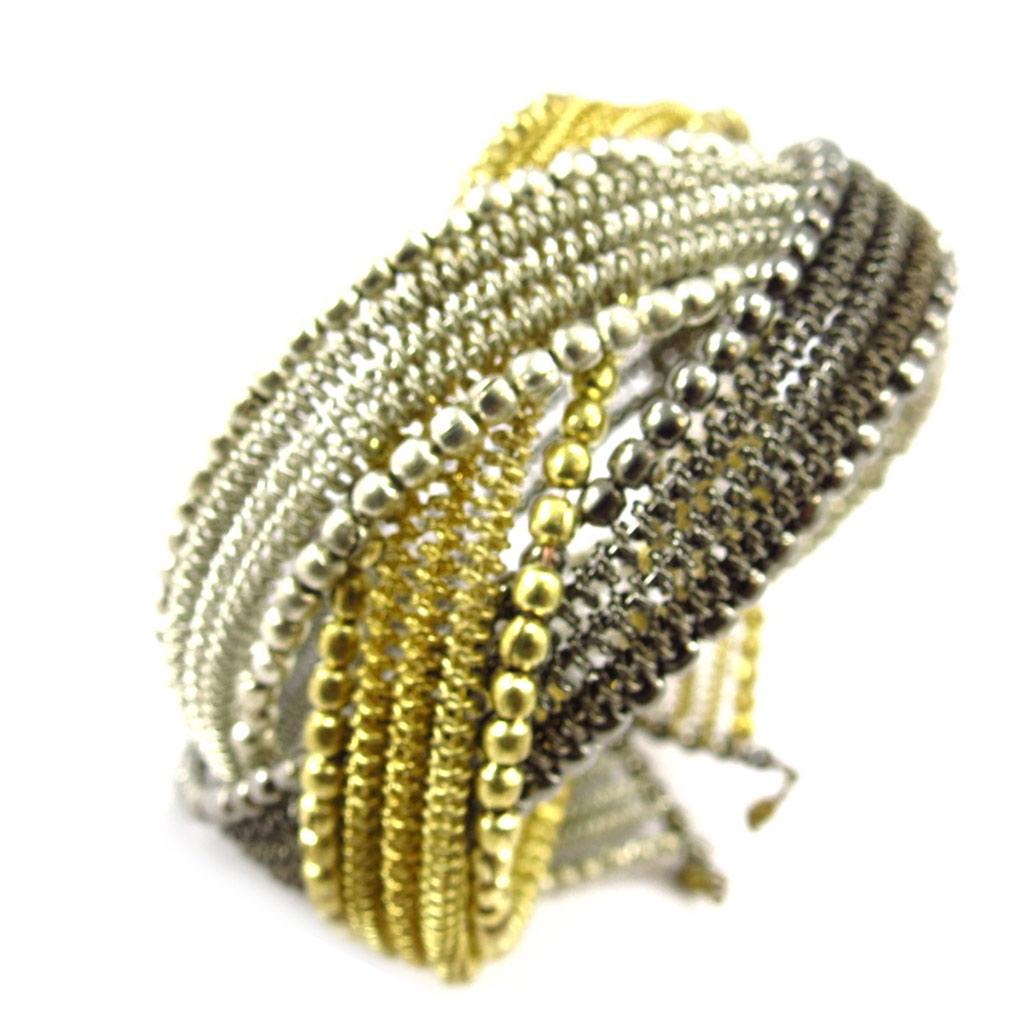 Les Trésors De Lily [K4174] - 3-tone 'Kathmandu' Designer Bracelet