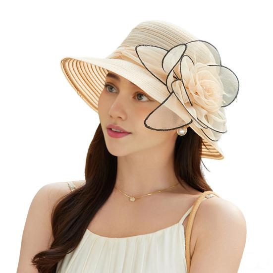 Женская органза Кентукки Солнцезащитные шляпы с широкими полями Цветочная церковная свадебная шляпа Пляжная шляпа Дерби для чаепития Свадебная