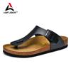Quality Cow Suede Sole Men Cork Slippers Summer Casual Double Buckle Non-Slip Clogs Slides Women Slip On Flip Flop Men Shoes