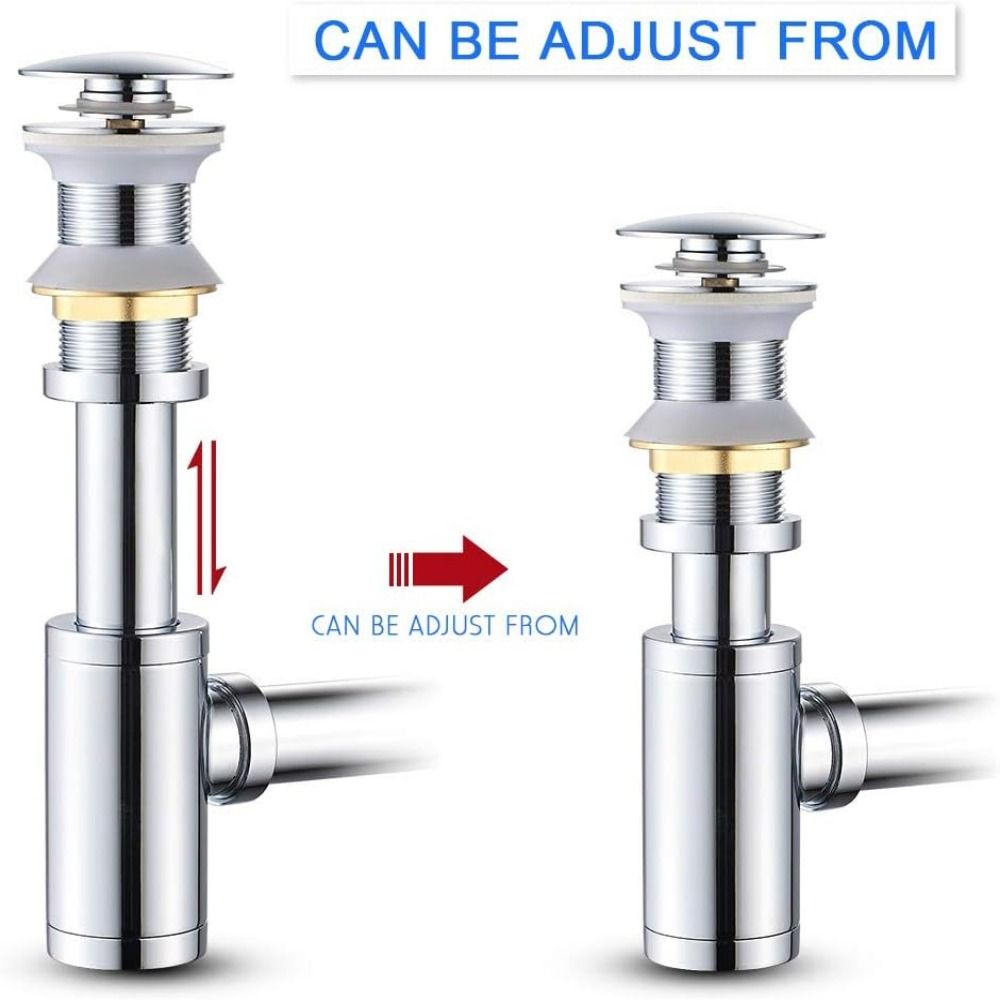 Всплывающая пробка для слива Круглый P-образный сифон Комплект сливной трубы Сифон Сливное отверстие Сантехническая труба Ванная комната