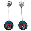 [R1321] - Artisanal Earrings 'Columbine & Harlequin' Blue Multicolor - 65x18 Mm