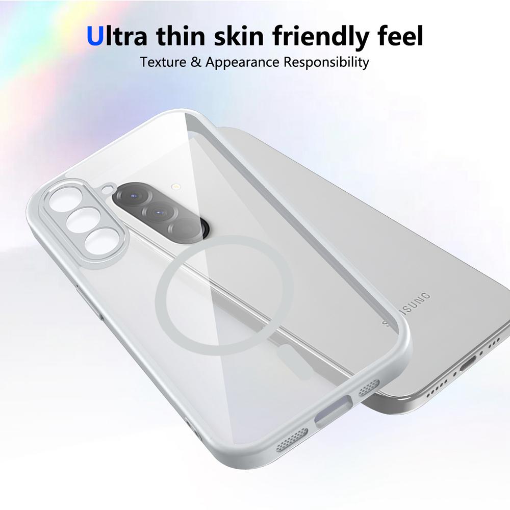 KEYSION Transparent Magnetic Phone Case for Samsung A57 5G A37 A27 5G Silicone+PC HD Clear Shockproof Cover for Galaxy A17 4G 5G