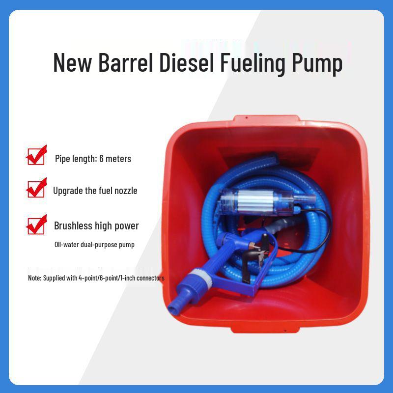 12V/24V Diesel Electric & Fuel Oil Pump with Nozzle - Self-Priming Submersible Siphon Water Pump