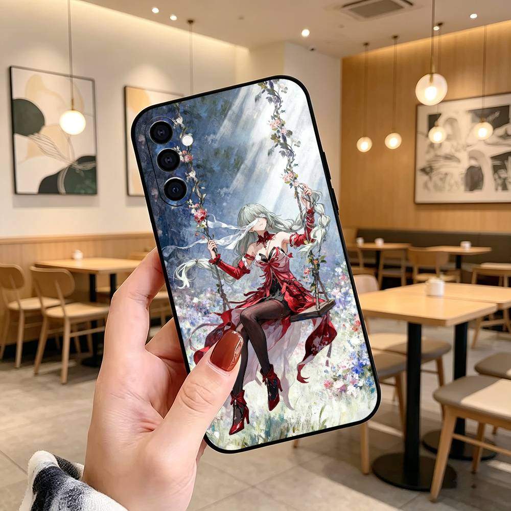 Wuthering Waves WuWa Чехол для телефона Черный Силиконовый Мягкий Для Samsung Galaxy A73,A72,A71,A70,A53,A52,A51