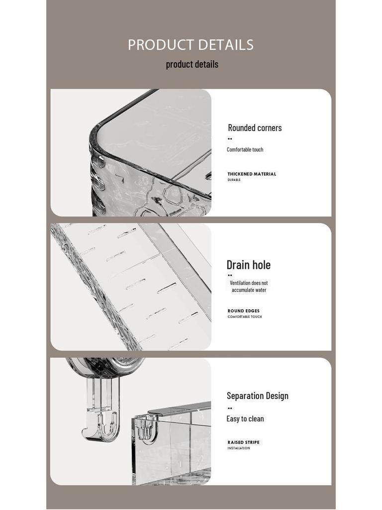 Полка для ванной на присосках без сверления - Настенная, Гофрированная стойка для хранения в ванной комнате