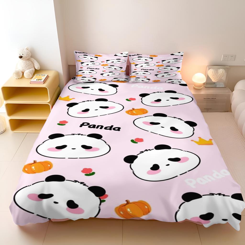 Мультяшная наволочка с пандой Miniso, полный размер, милый, для детской спальни, полиэстер, подарок для взрослого, комплект постельного белья 2/3 шт.
