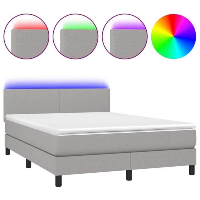 Maison Exclusive - Sommier à lattes de lit et matelas et LED Gris clair 140x200 cm