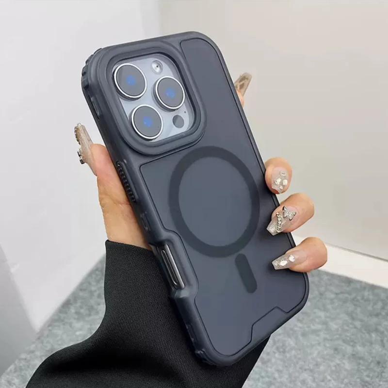 Неоновый Цветной Ударопрочный Чехол-Бампер С MagSafe Для iPhone 17 16pro max 14 15 Pro 13 11 12 Беспроводная Зарядка Матовый Бронированный Чехол