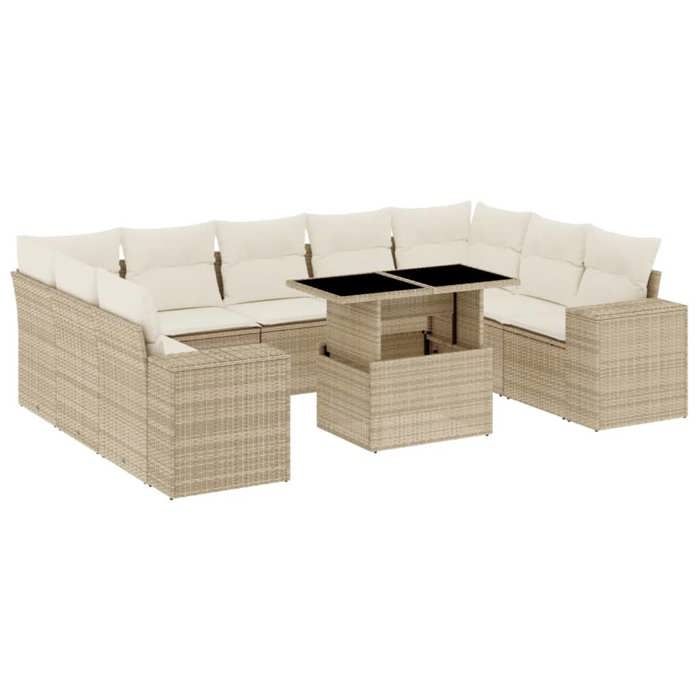 VidaXL Garden Lounge Set with Cushions 10 Pcs Beige Braided Resin 3269368